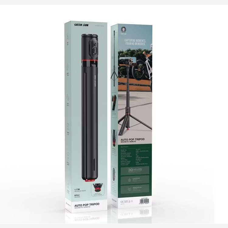 مونوپاد و سه پایه شاتر دار گرین لاین Green Lion Auto Pop Tripod Magnetic Remote GNAPPTDSBK