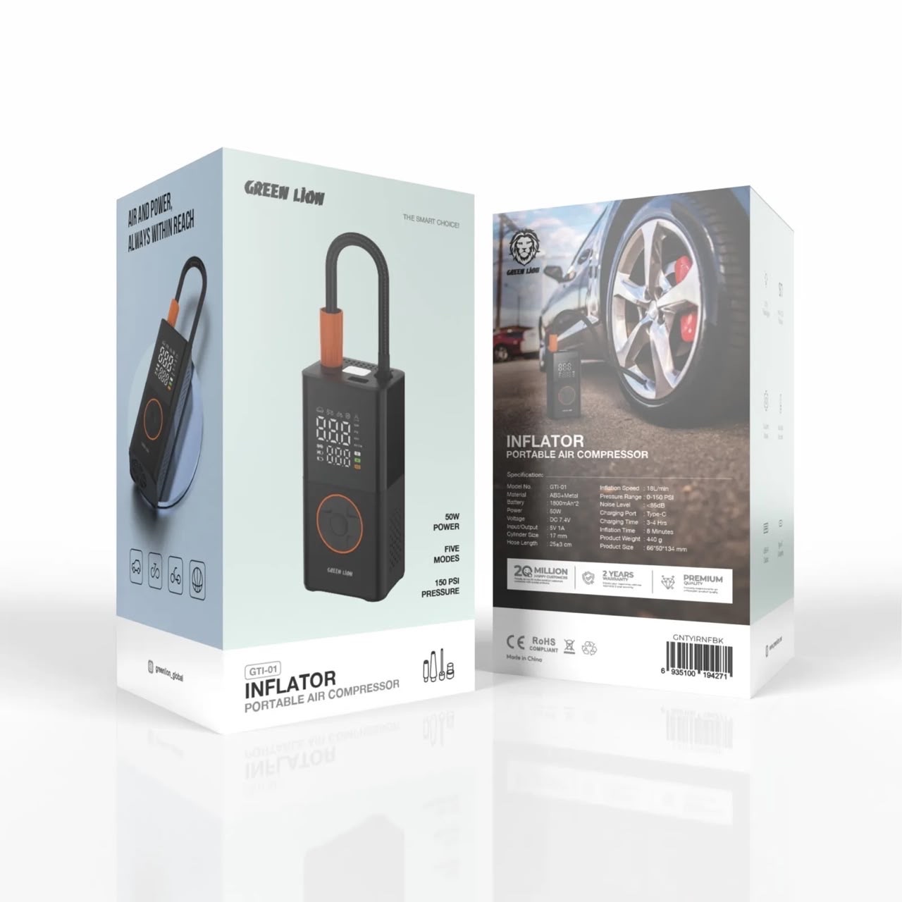 کمپرسور باد قابل حمل GTI-01 گرین Green lion GTI-01 Inflator