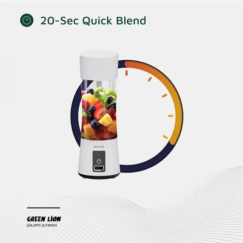 شیکر مخلوطکن شارژی گرین لاین Juice Mate موتور 45 وات، 18000 دور، ظرفیت 380 میلیلیتر، شارژ Type-C