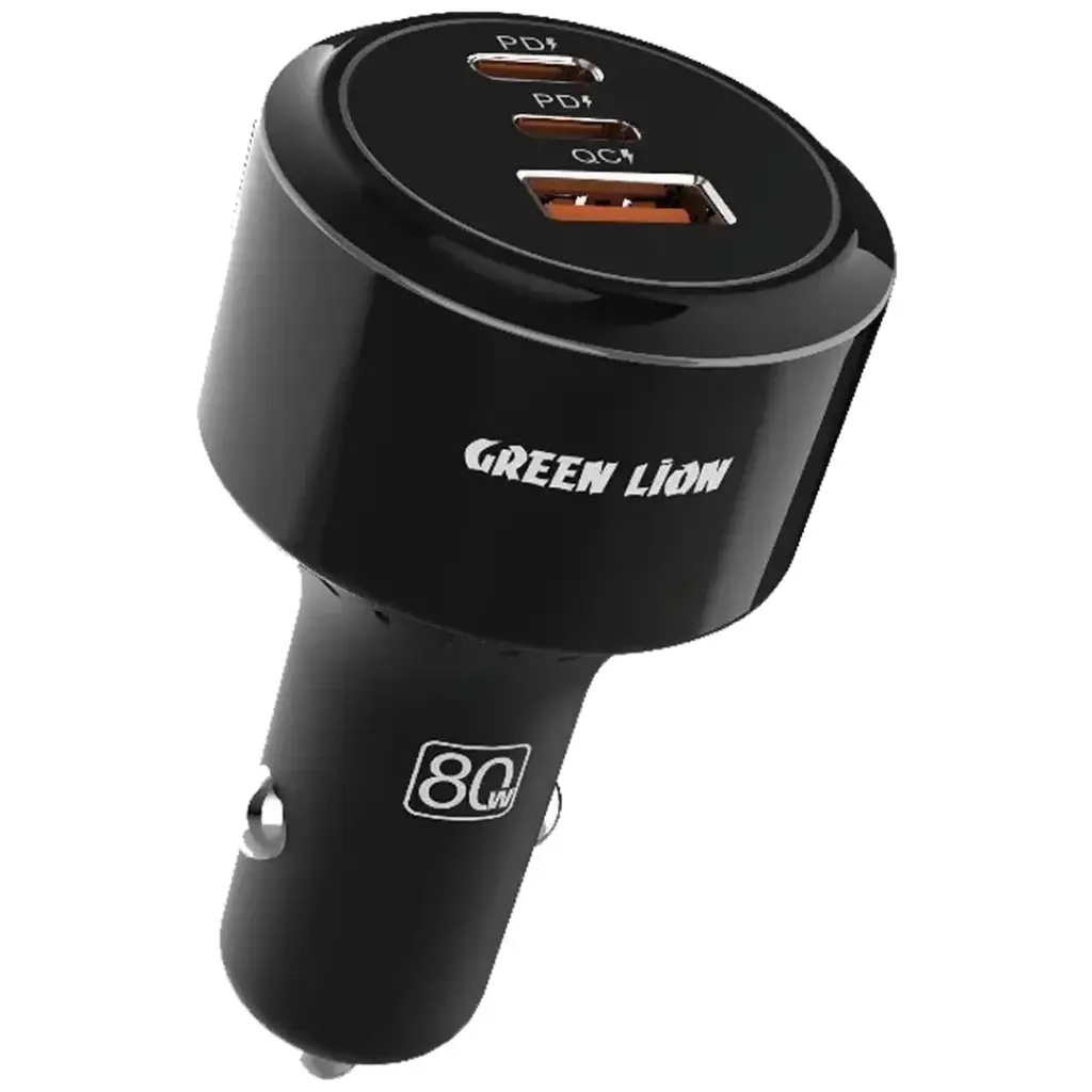 شارژر فندکی Green Lion Roadex 80W شارژ سریع 3 دستگاه بهصورت همزمان