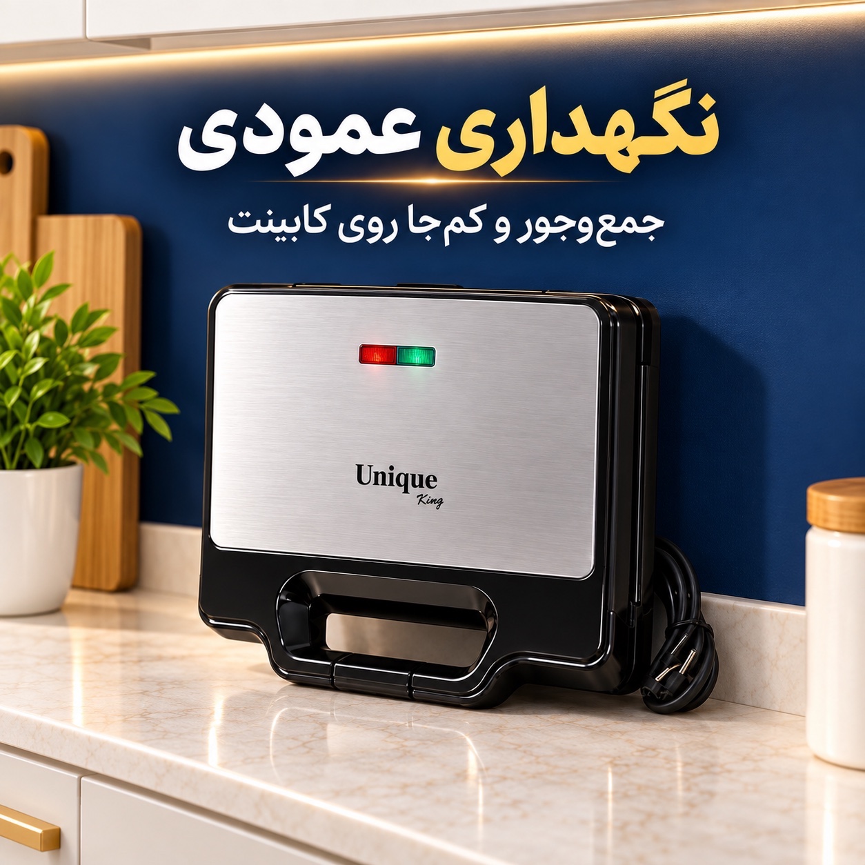 ساندویچ ساز 4 کاره یونیک کینگ MN-2080 ساندویچ، گریل، وافل و دونات در یک دستگاه
