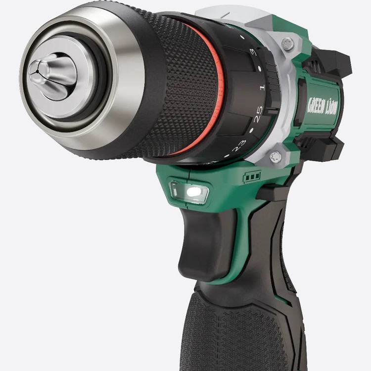دریل چکشی شارژی گرین لاین GD 15 Pro Drive موتور براشلس 55 نیوتنمتر، دو باتری 18 ولت + ست 24 پارچه