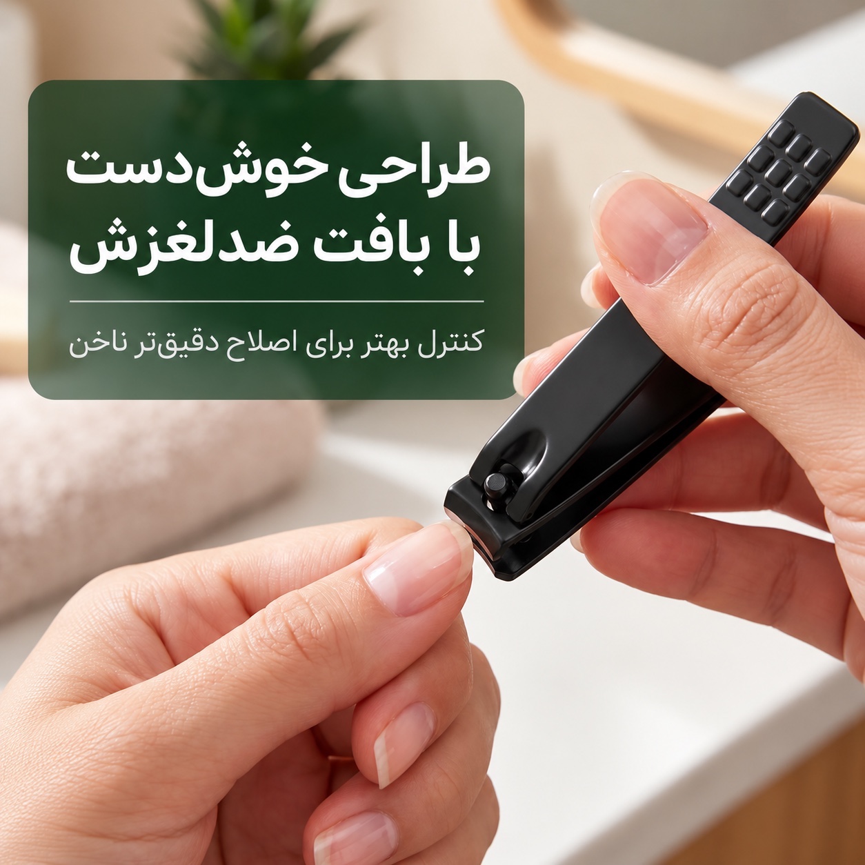 ست مانیکور 7 تکه گرین لاین کیفدار، جمع و جور و ابزار استیل کربنی
