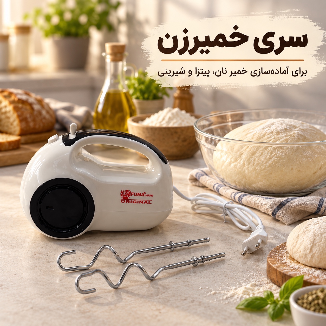 همزن دستی فوما 250 وات، 5 سرعته با سری خمیرزن