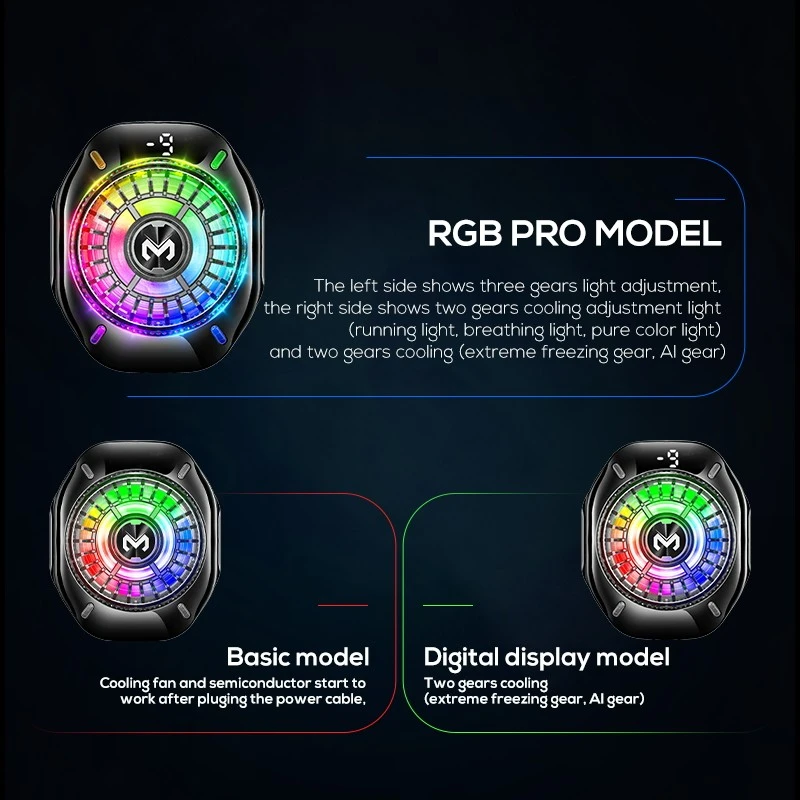 فن خنک کننده گیمینگ موبایل MEMO CX10 RGB Pro مگنتی با نمایشگر دیجیتال