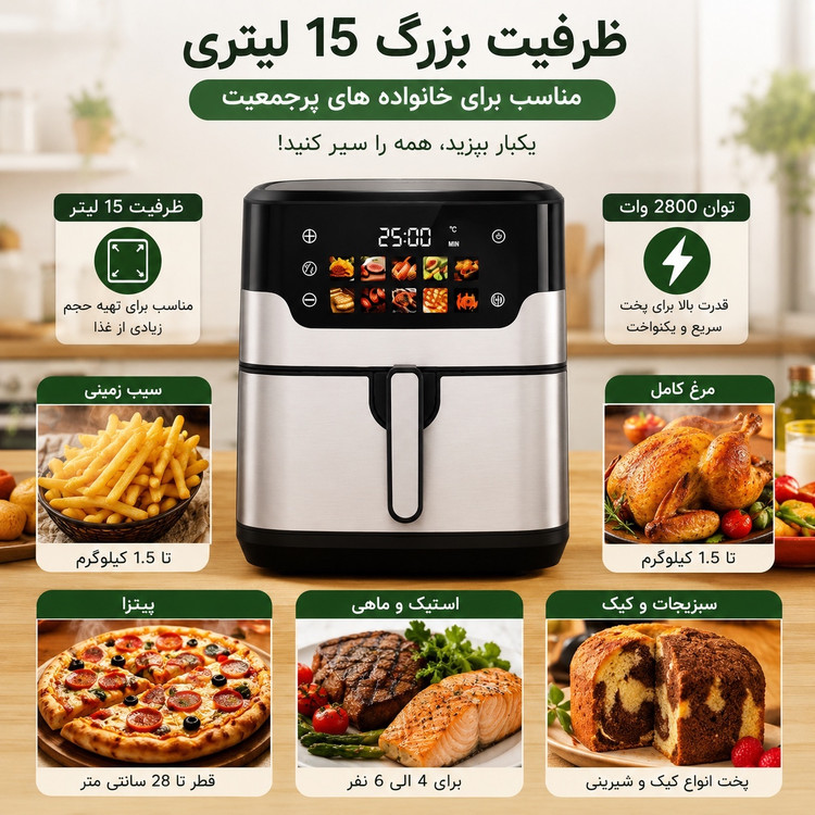 سرخکن بدون روغن فیلیپس 15 لیتری 2 المنته
