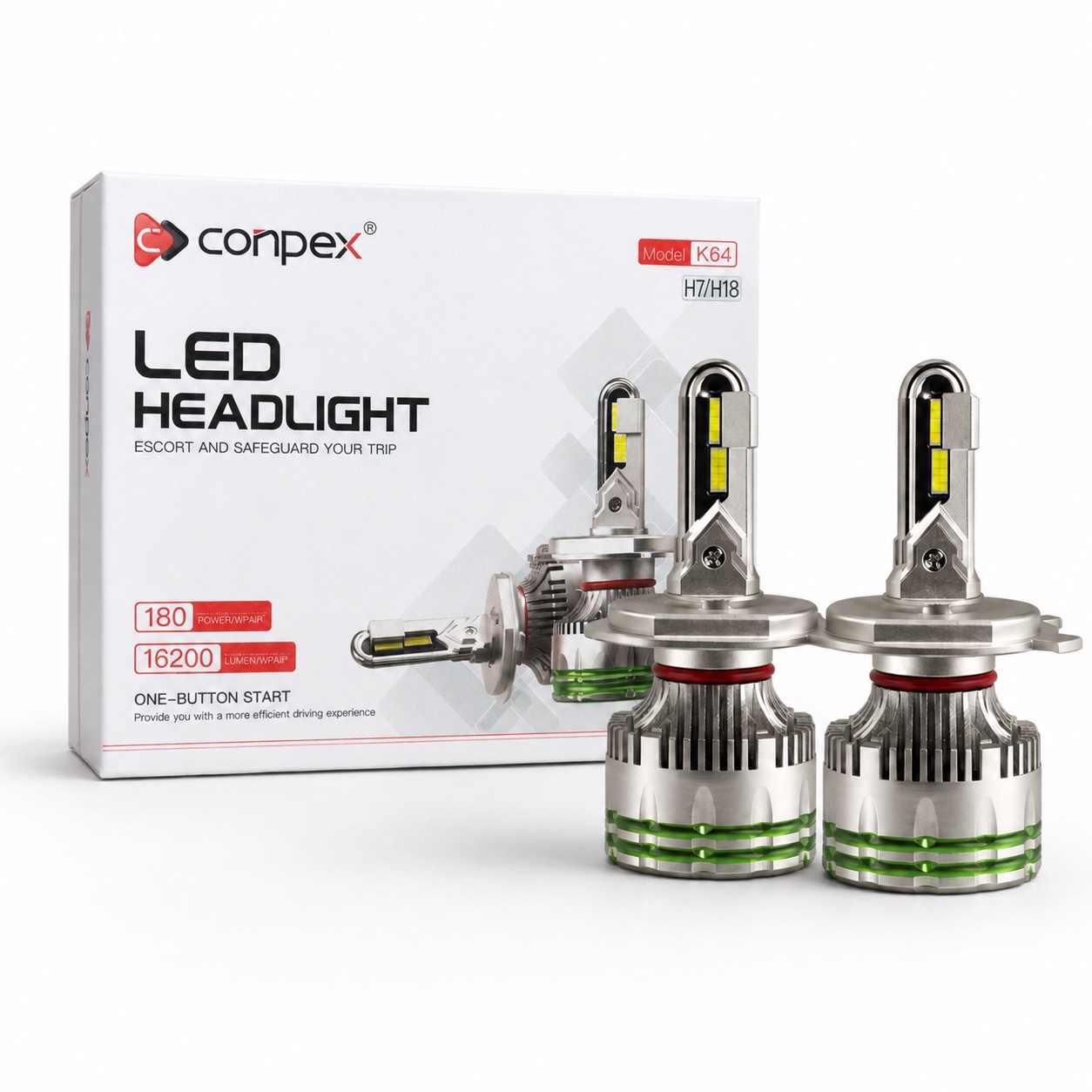 هدلایت پرقدرت کانپکس Conpex K64 پایه H7/H18 توان 180 وات و روشنایی 16200 لومن