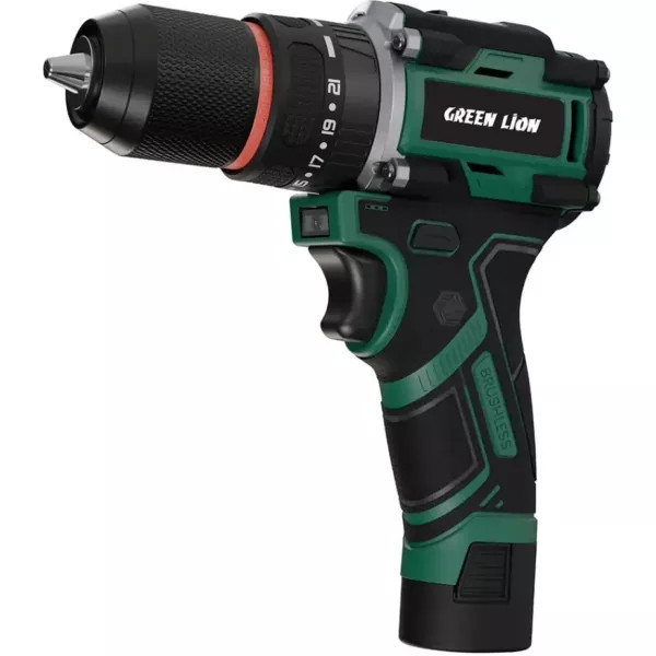 دریل چکشی شارژی Green Lion GD-13 با موتور براشلس و گشتاور 40Nm
