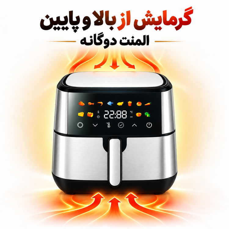 سرخکن فیلیپس 18.5 لیتری 8500 وات، دو المنت، WiFi و پخت حرفهای