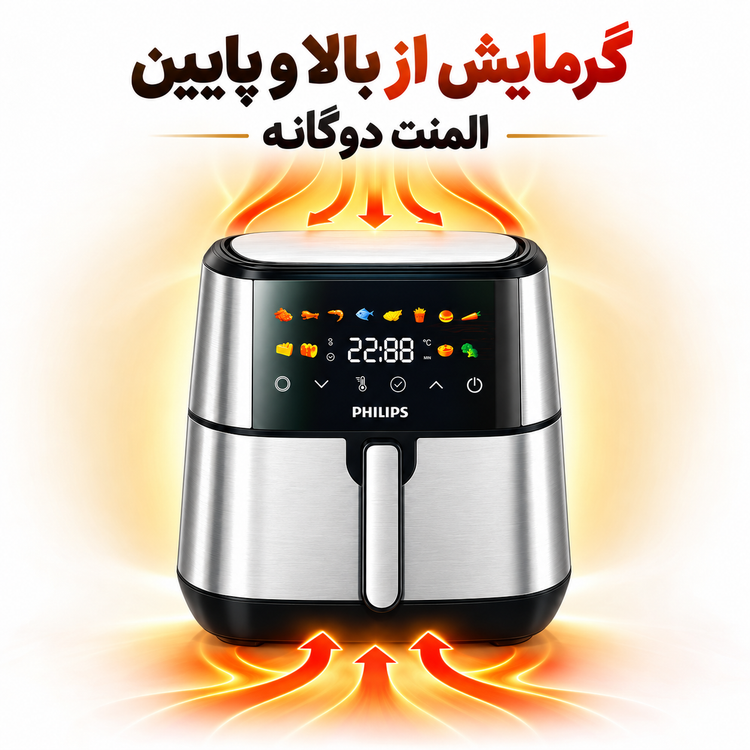 سرخکن فیلیپس 18.5 لیتری 8500 وات، دو المنت، WiFi و پخت حرفهای